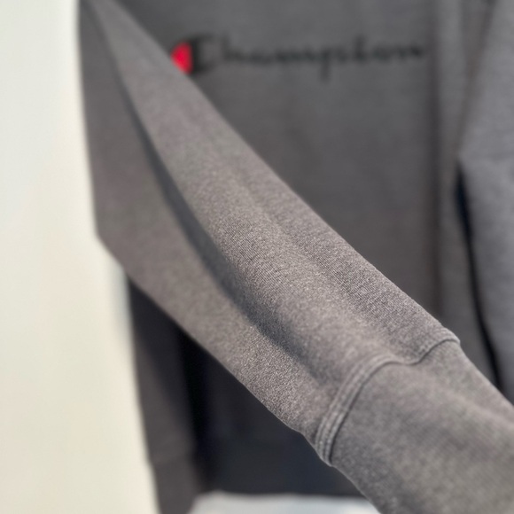 Champion Y2K Pullover Sweatshirt Men's M Dark Gray Spell Out Logo Crew Neck. - Picture 8 of 11